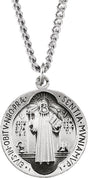 Sterling Silver 18.5 mm St. Benedict Medal 18" Necklace