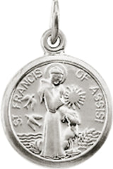 14K White 10.15x12 mm St. Francis of Assisi Medal