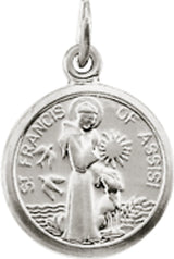 14K White Gold 10.15x12 mm St. Francis of Assisi Medal