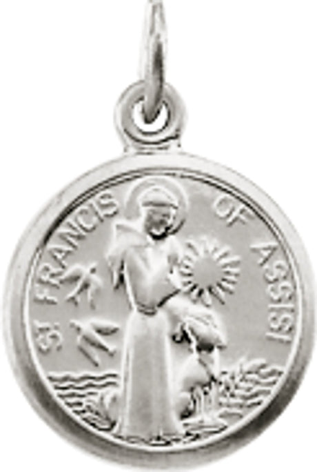 14K White Gold 10.15x12 mm St. Francis of Assisi Medal