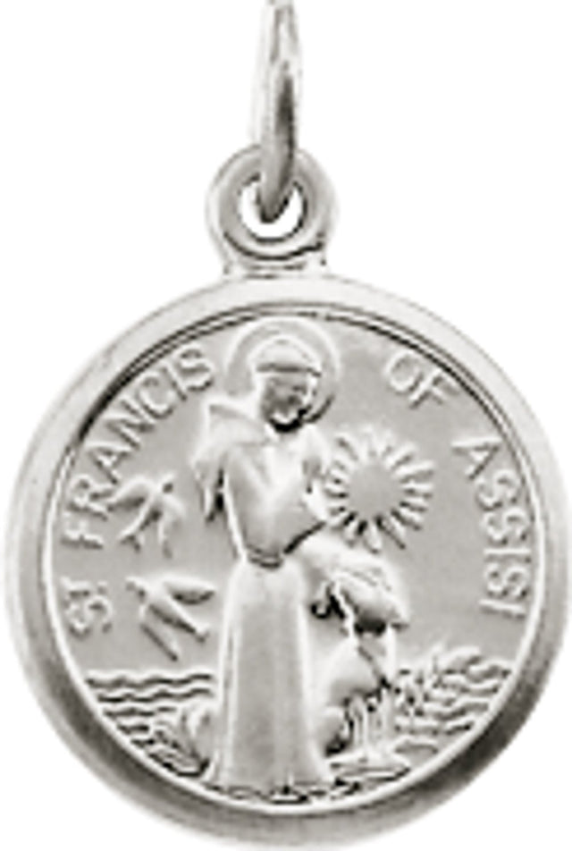 14K White Gold 10.15x12 mm St. Francis of Assisi Medal
