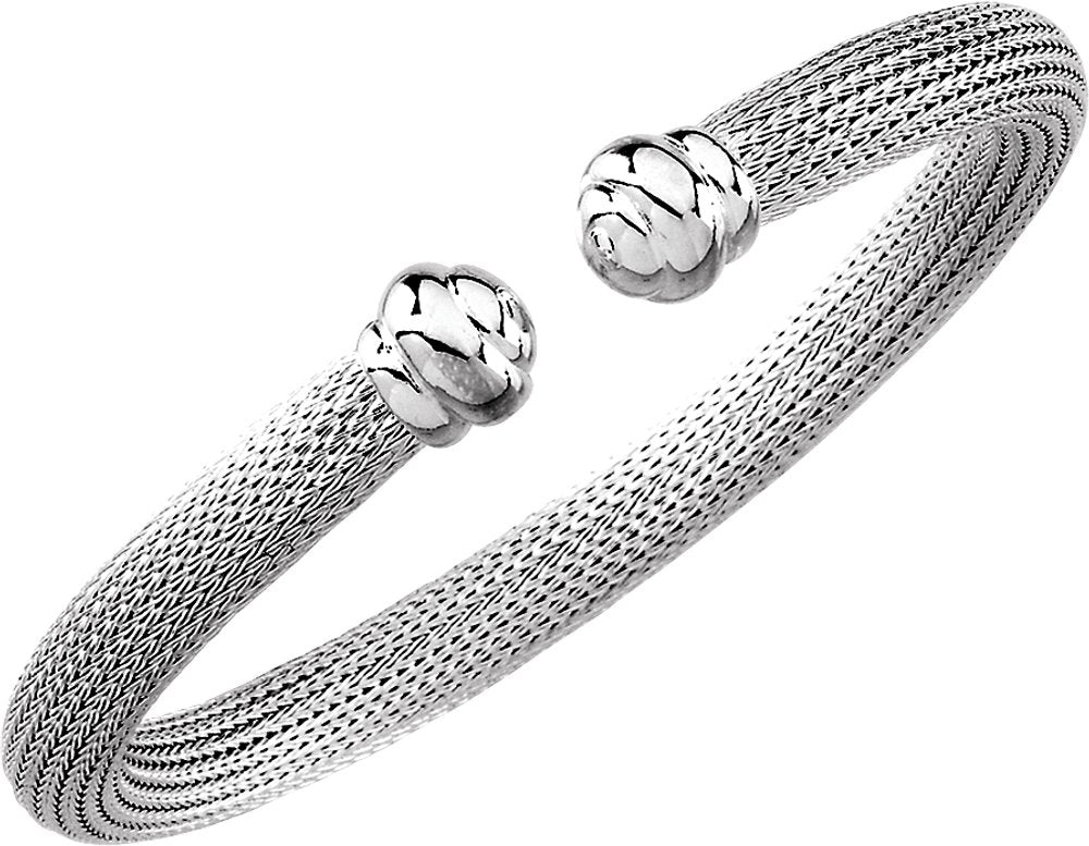 Sterling Silver Mesh Cuff 7 1/2" Bracelet