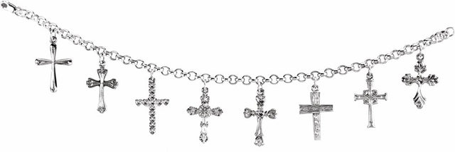 Sterling Silver Cross Charm 8" Bracelet