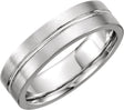 10K White Gold 6 mm Grooved Comfort-Fit Flat Band Size 10