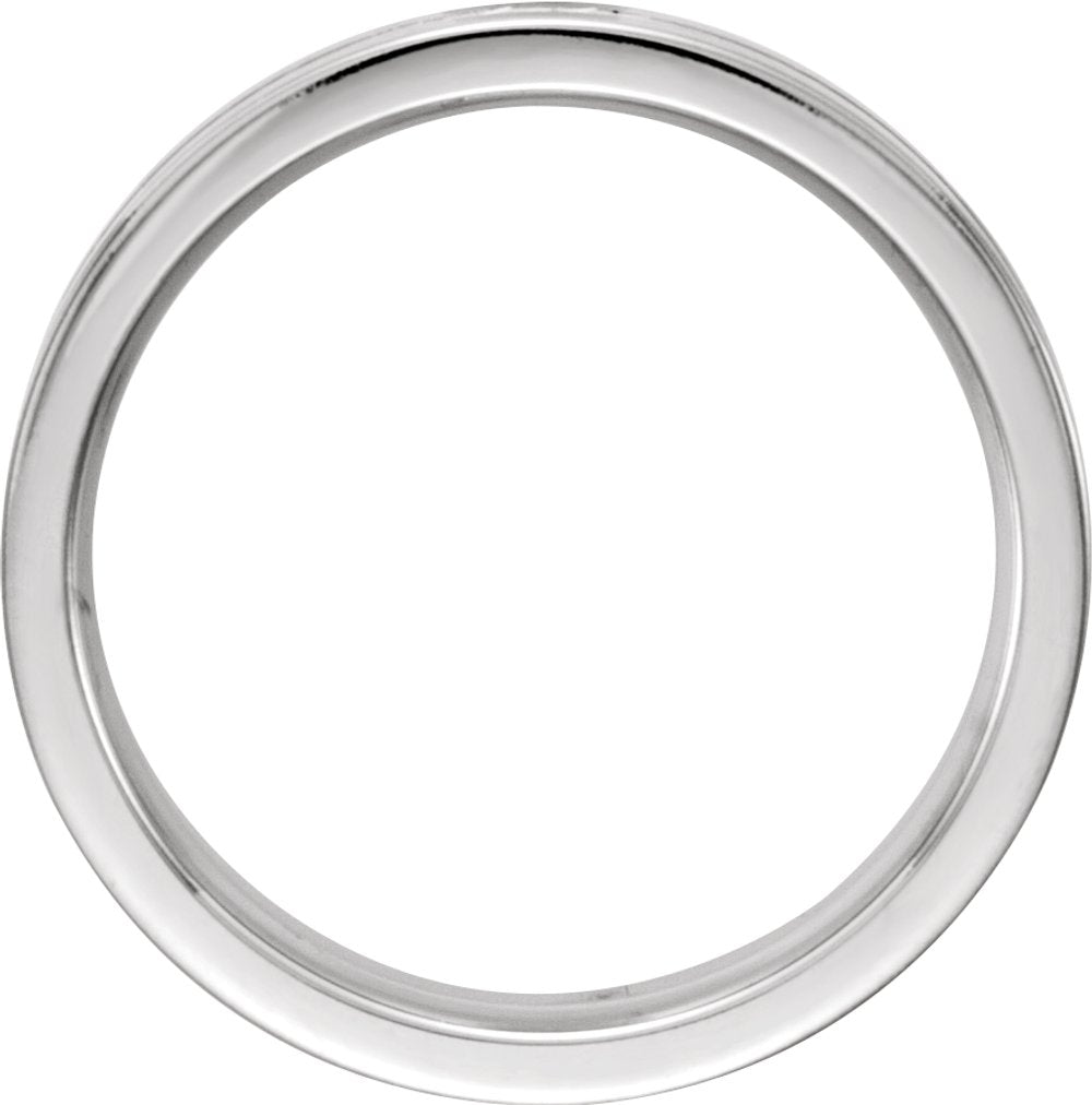 10K White Gold 6 mm Grooved Comfort-Fit Flat Band Size 10