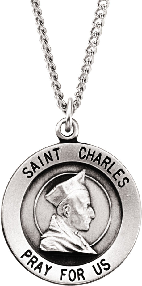 Sterling Silver 18.25 mm St. Charles Medal 18" Necklace