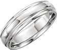 14K White Gold 6 mm Grooved Band Size 7
