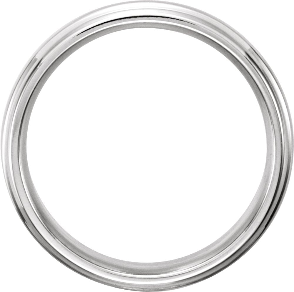 14K White Gold 6 mm Grooved Band Size 7