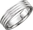 14K White Gold 6 mm Ridged Band with Milgrain Size 15.5