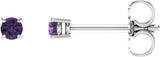 14K White Gold 2.5 mm Natural Amethyst Earrings