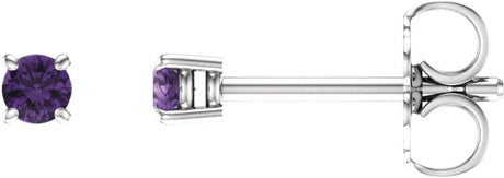 14K White Gold 2.5 mm Natural Amethyst Earrings