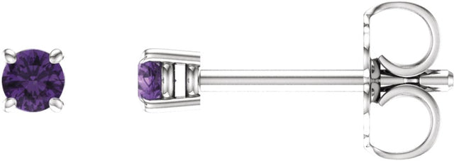 14K White Gold 2.5 mm Natural Amethyst Earrings