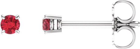 14K White Gold 2.5 mm Natural Ruby Earrings