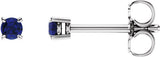 14K White Gold 2.5 mm Natural Blue Sapphire Earrings