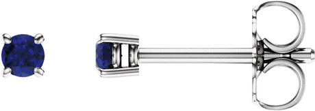 14K White Gold 2.5 mm Natural Blue Sapphire Earrings