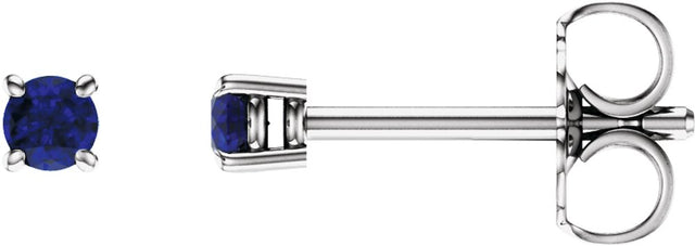 14K White Gold 2.5 mm Natural Blue Sapphire Earrings