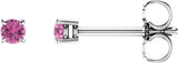 14K White 2.5 mm Natural Pink Sapphire Earrings