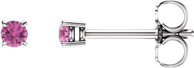 14K White 2.5 mm Natural Pink Sapphire Earrings