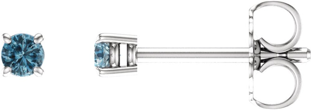 14K White Gold 2.5 mm Natural Sky Blue Topaz Earrings
