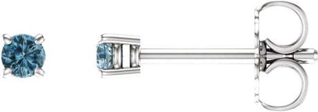 14K White Gold 2.5 mm Natural Sky Blue Topaz Earrings