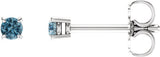 14K White Gold 2.5 mm Natural Sky Blue Topaz Earrings