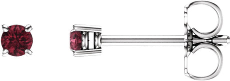 14K White 2.5 mm Natural Mozambique Garnet Earrings