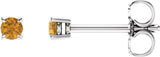 14K White Gold 2.5 mm Natural Citrine Earrings