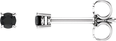 14K White 2.5 mm Natural Black Onyx Earrings