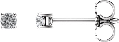 14K White Gold 2.5 mm Natural White Sapphire Earrings