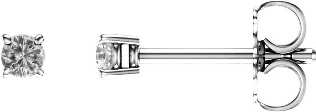 14K White Gold 2.5 mm Natural White Sapphire Earrings