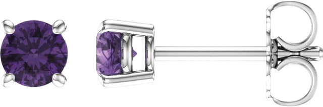 Sterling Silver 4 mm Natural Amethyst Earrings