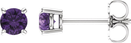Sterling Silver 4 mm Natural Amethyst Earrings