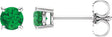 14K White 4 mm Lab-Grown Emerald Earrings