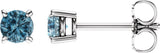 14K White Gold 4 mm Natural Sky Blue Topaz Earrings
