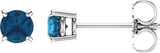 14K White Gold 4 mm Natural London Blue Topaz Earrings