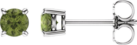 14K White 4 mm Natural Peridot Stud Earrings