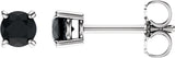 14K White 4 mm Natural Black Onyx Earrings