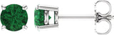 14K White Gold 5 mm Lab-Grown Emerald Earrings