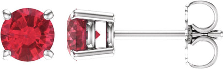 14K White Gold 5 mm Lab-Grown Ruby Earrings