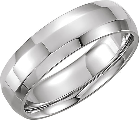 14K White 10 mm Beveled-Edge Comfort-Fit Band Size 9.5