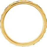 14K Yellow 6.75 mm Milgrain Edge Diagonal Grooved Comfort-Fit Half Round Band