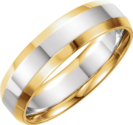 10K Yellow/White 7 mm Beveled-Edge Inlay Flat Comfort-Fit Band Size 11.5