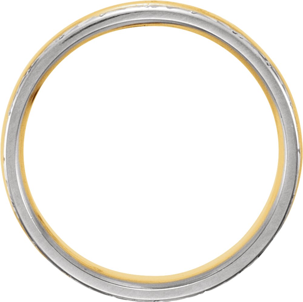 14K White/Yellow/White 6 mm Design-Engraved Band Size 8