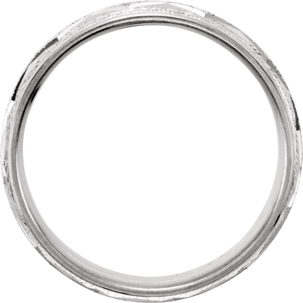 Continuum Sterling Silver 7 mm Milgrain Edge Geometric Faceted Comfort-Fit Half Round Band Size 7