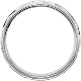 Continuum Sterling Silver 7 mm Milgrain Edge Geometric Faceted Comfort-Fit Half Round Band Size 7