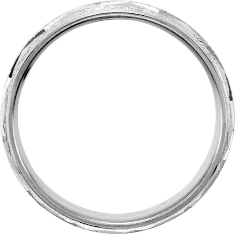 Continuum Sterling Silver 7 mm Milgrain Edge Geometric Faceted Comfort-Fit Half Round Band Size 7