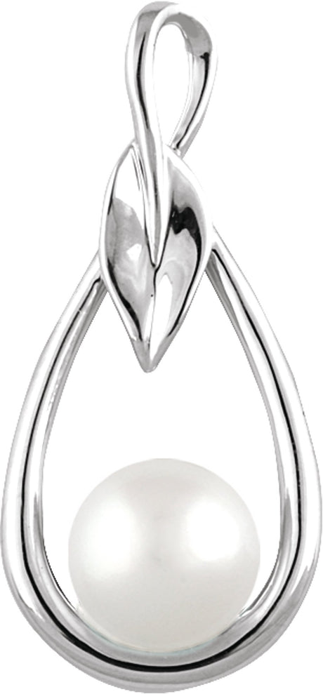 14K White Gold Cultured White Freshwater Pearl Pendant