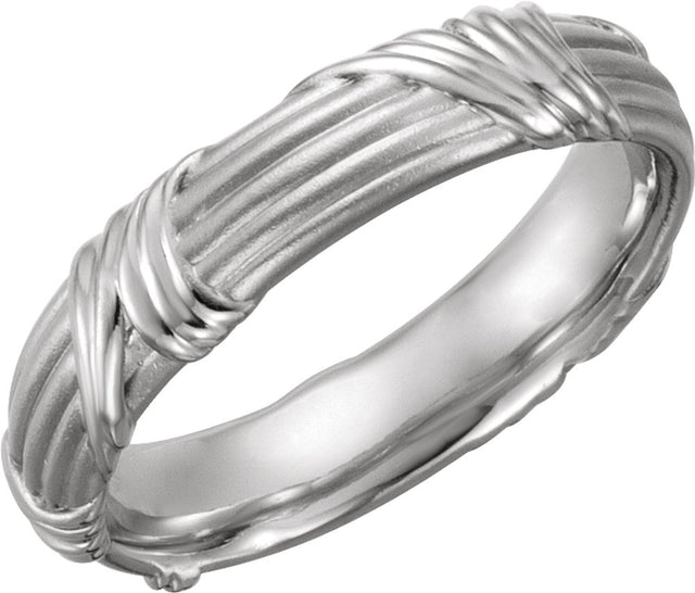 Platinum 6 mm Sculptural Band Size 10.5