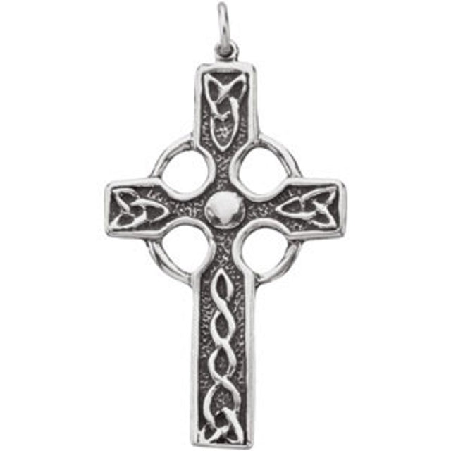 Sterling Silver Celtic-Inspired Cross Pendant