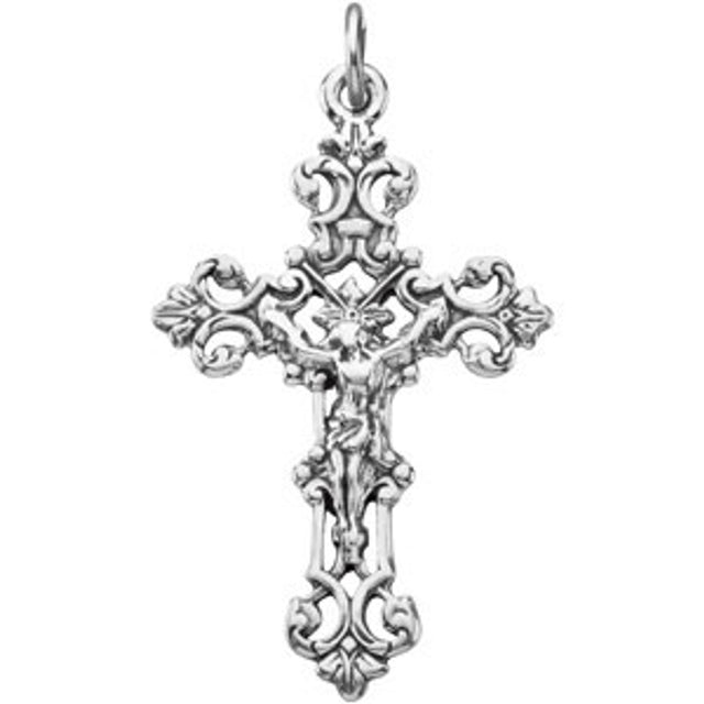 Sterling Silver 37.5x23.25 mm Crucifix Pendant